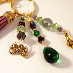Mardi Gras Beaded Tassel Purse Charm Bohemian Key-chain Hope Fat Tuesday Fob